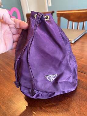 Prada Purple Tessuto Nylon Drawstring Pouch Bucket Bag